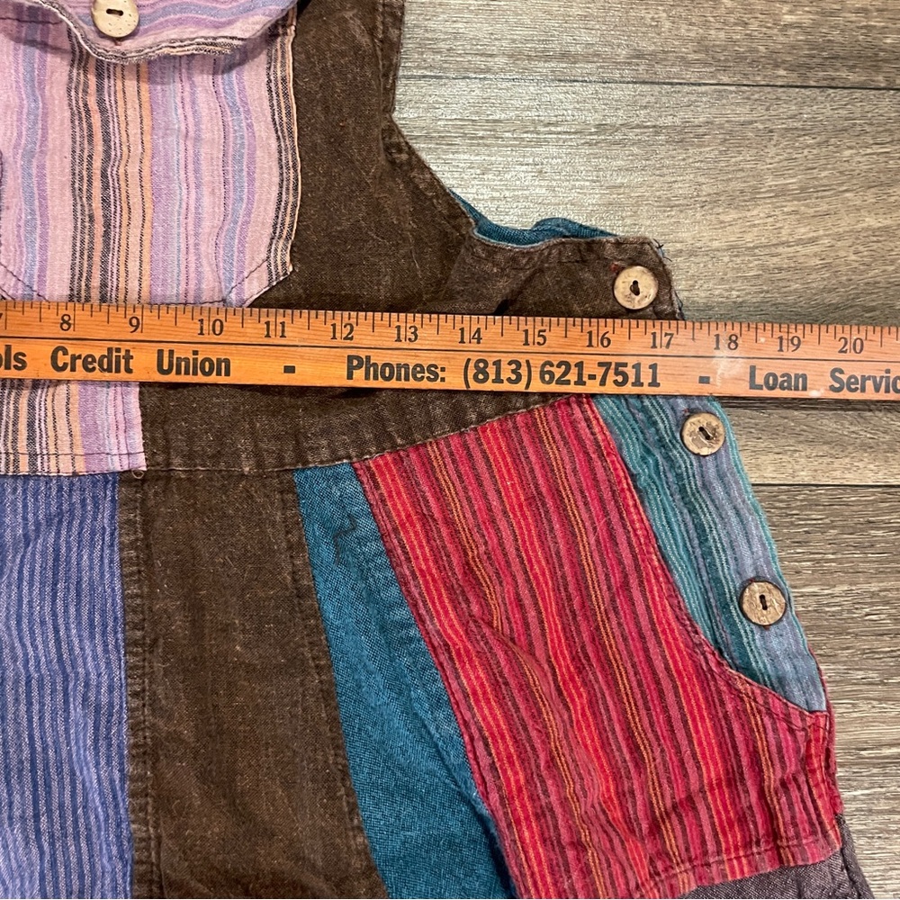 Shop Therapy Patchwork Overalls Woman’s Size Large Heavy 100% Cotton Boho - Picture 12 of 12